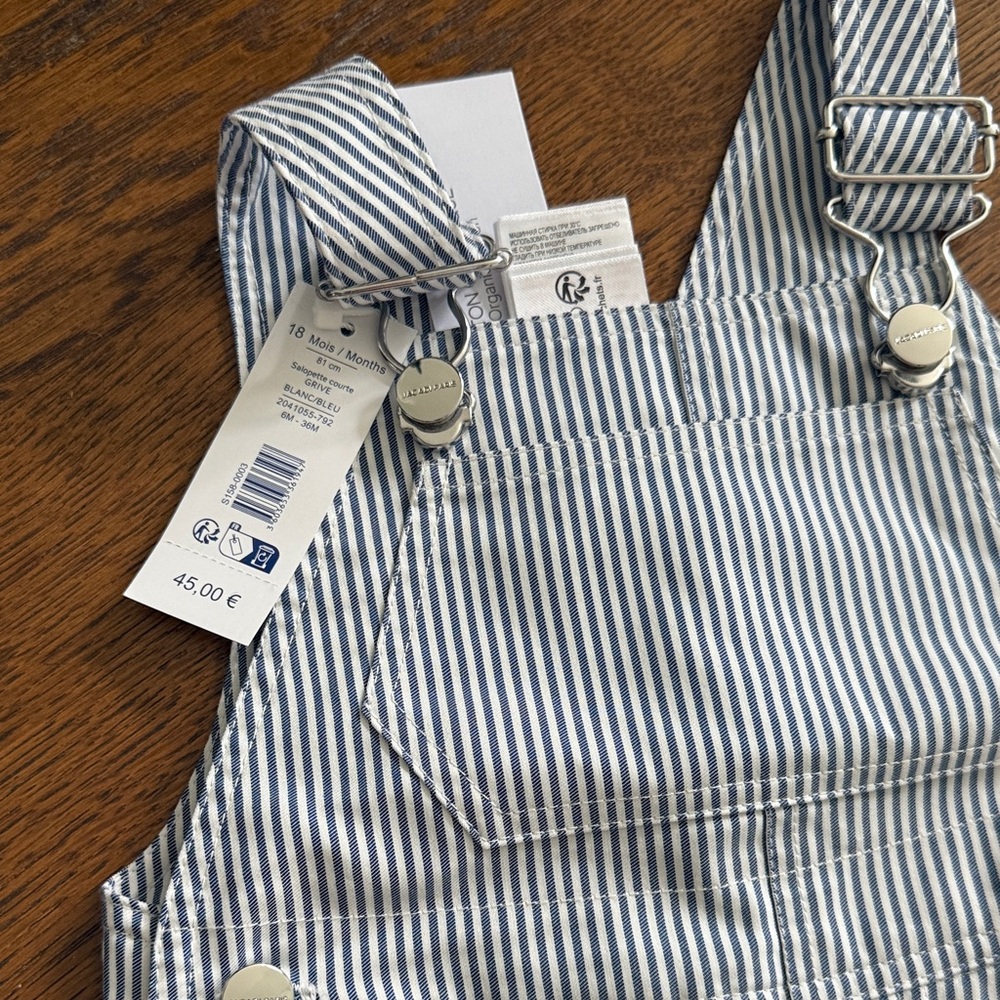 Jacadi White and Blue Striped Kids Matching Set - Size 12-18m - Picture 2 of 5